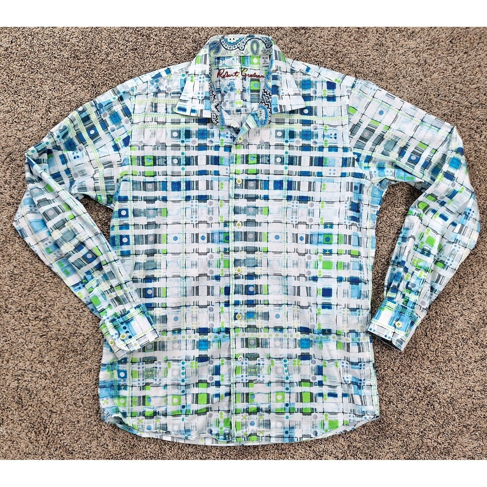 Robert Graham Abstract Geometric Paisley Pattern‎ Flip Cuffs kids Sz XL 18 - 20